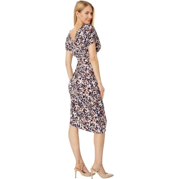 Vince Camuto Asymmetric Draped Sheath Midi Dress Blue Modest Career sz 12 NWT - Picture 12 of 12